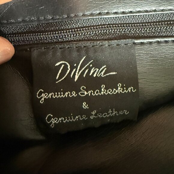 Divina Leather Genuine Snakeskin Print Strap Crossbody Bag Women's Beige Brown - Picture 6 of 7